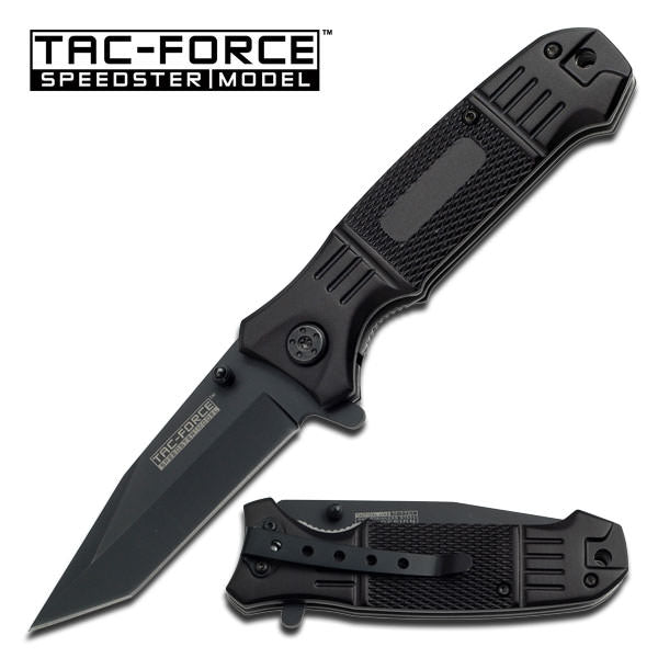 3.25" Black Tanto Blade Engravable Tactical EDC Spring Assist Knife