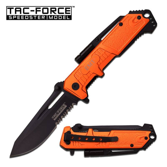 4.75 Inch EMT Tactical Rescue Spring Assist Pocket Knife With LED Light