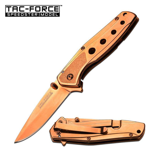 Tac Force 4" Rose Gold Tactical Spring Assist Open Gentlemen Pocket Knife