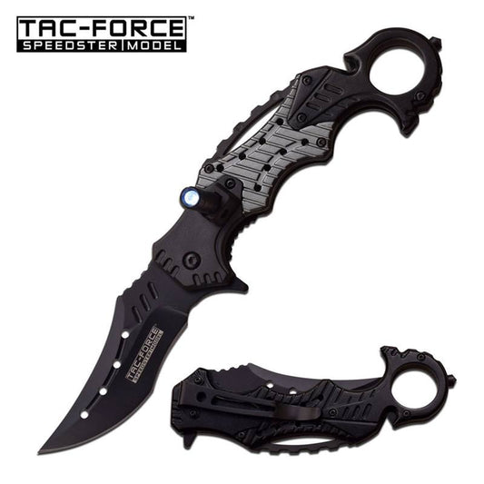Gray Black EMT Rescue LED Light Spring Assisted Folding Knife