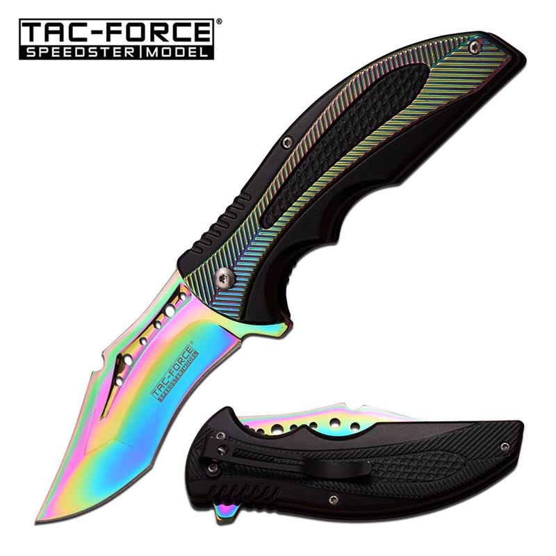 Spring Assisted Knife Rainbow Tactical Folder