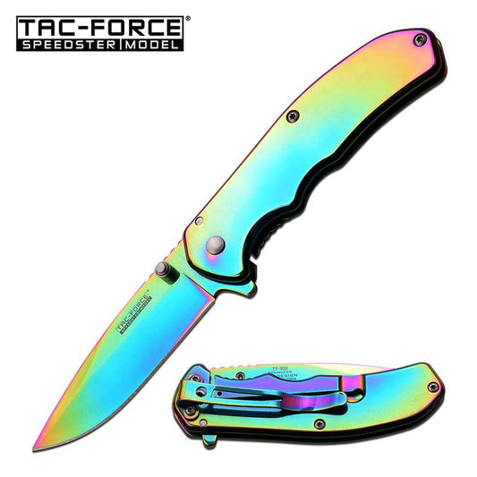 3.7" Rainbow Stainless Steel Tactical Spring Assisted Pocket Knife