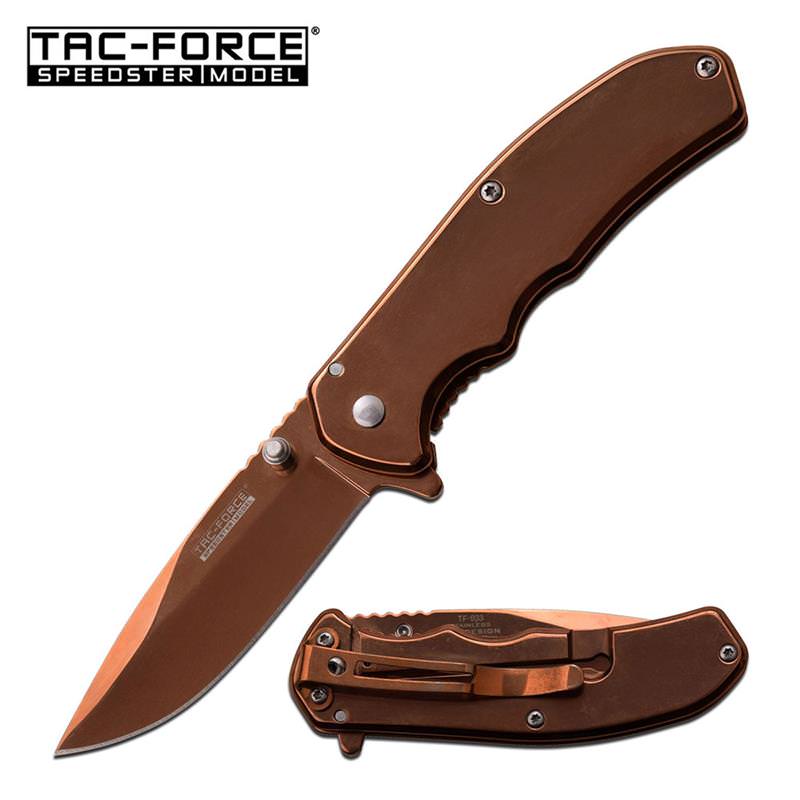 3.7" Bronze Stainless Steel Tactical Spring Assisted Folding Pocket Knife