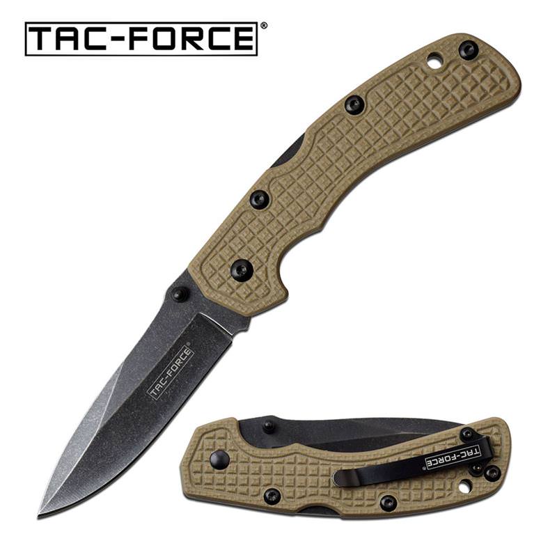 3.25" Gray Blade Tan Slim Classic Lockback Folding Pocket Knife