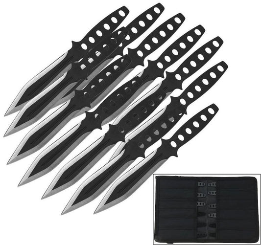 Light & Dark Tornado Throwing Knife 12 Piece Set with Nylon Zipper Bag