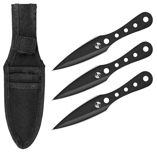 3 Pcs Black Tactical Throwing Knife Set 6.5 Inch Overall