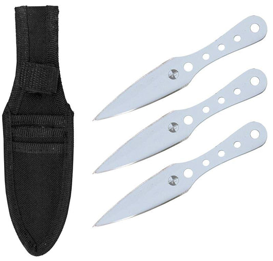 3 Pcs Silver Tactical Throwing Knife Set 6.5 Inch Overall