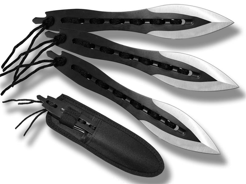 Triple Threat 3 Pc Fantasy Throwing Knife Set With Black Tassel