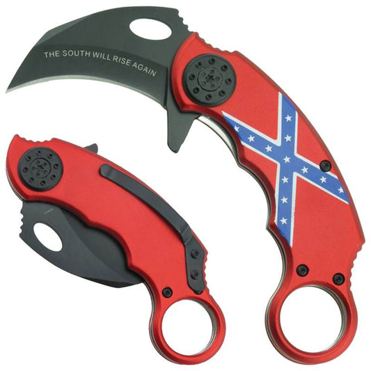 The South Will Rise Again Tactical Spring Assist Karambit Knife
