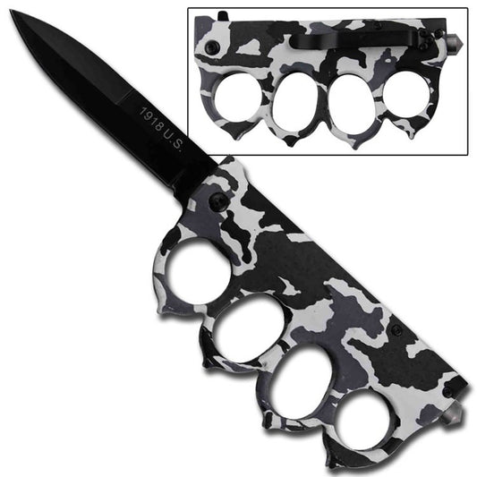 Trench Raider Spring Assist Tactical Knife Arctic Camo