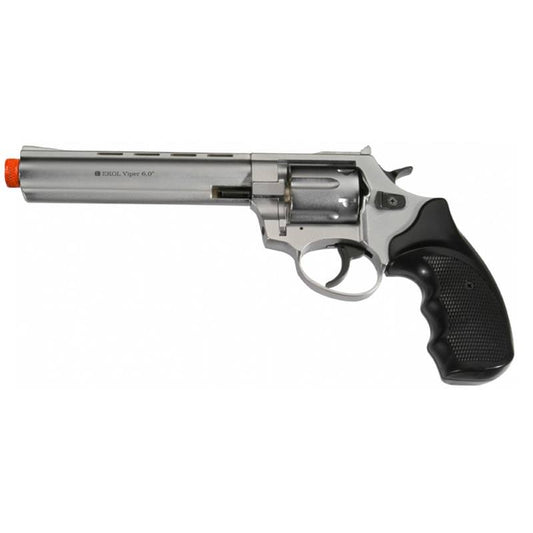Viper 6 Inch Barrel 9MM Front Firing Blank Revolver Nickel Finish