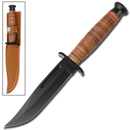 9 Inches Overall Vindicator Combat Mini Bowie Knife - Brown