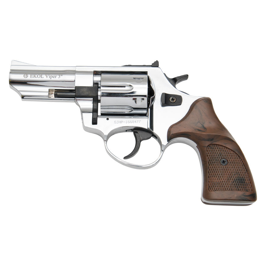 Viper Chrome Finish 9mm Blank Firing Revolver 3 Inch Barrel
