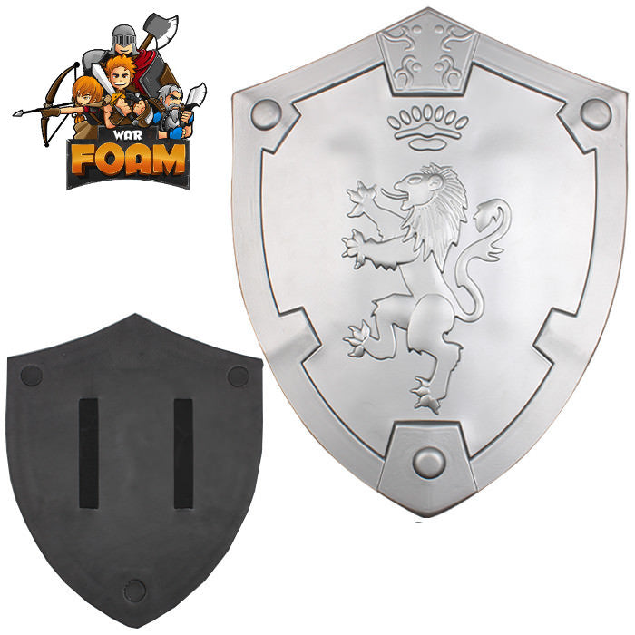 Silver Rampant Lion Bravery Medieval Battle Foam Cosplay Shield
