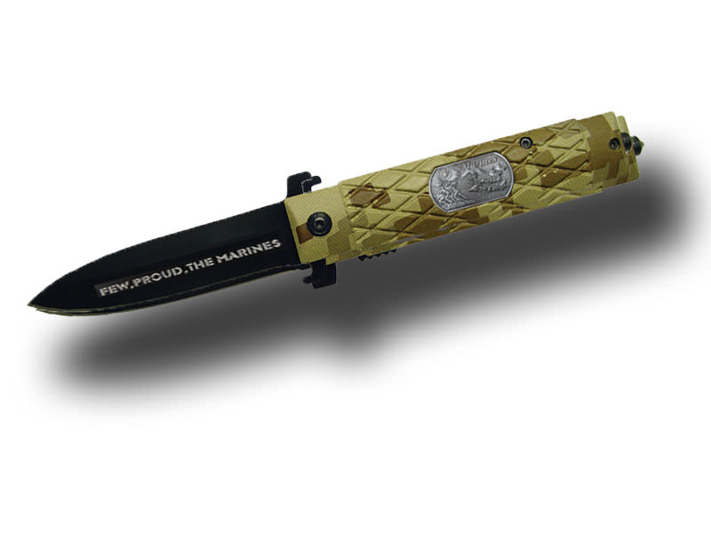 Metal Rubber Baton Handle Xtreme-Tac Spring Assist Knife - Marine