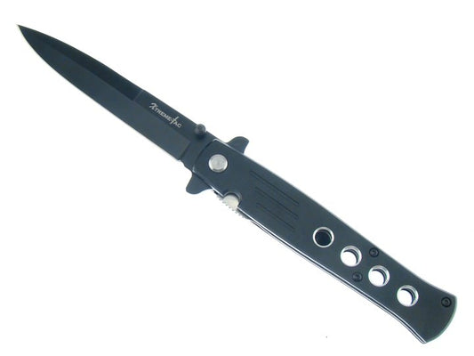 All Black Stiletto Style Spring Assisted Knife - 'Legal Auto Knife'