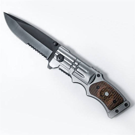 Military Revolver Design Spring Assist Folder Knife