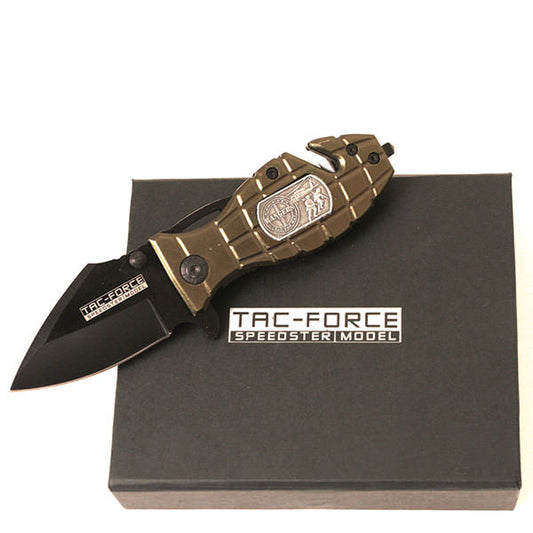 Grenade Handle Spring Assisted Folding Pocket Knife Rangers