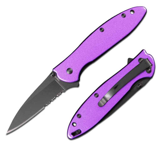 4 Inch Closed Purple Executive Style Assisted Opening Pocket Knife