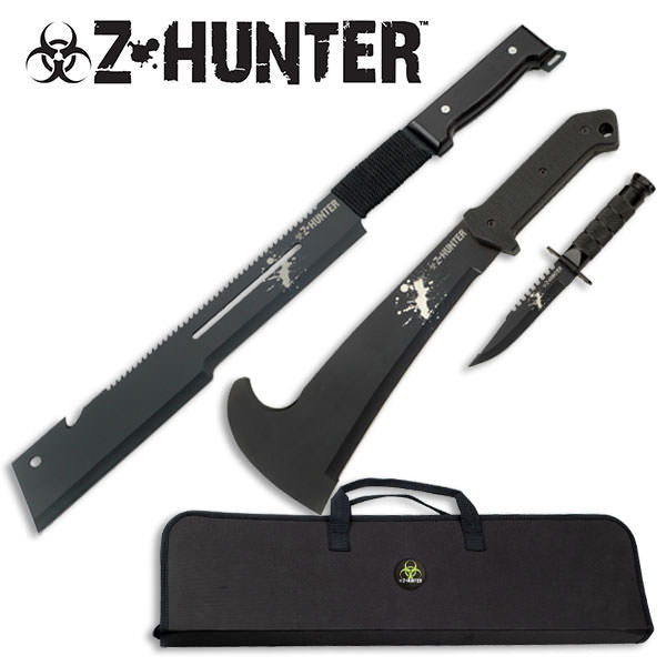 ZOMBIE Hunting Apocalypse Combat Survival Knife SET With Case