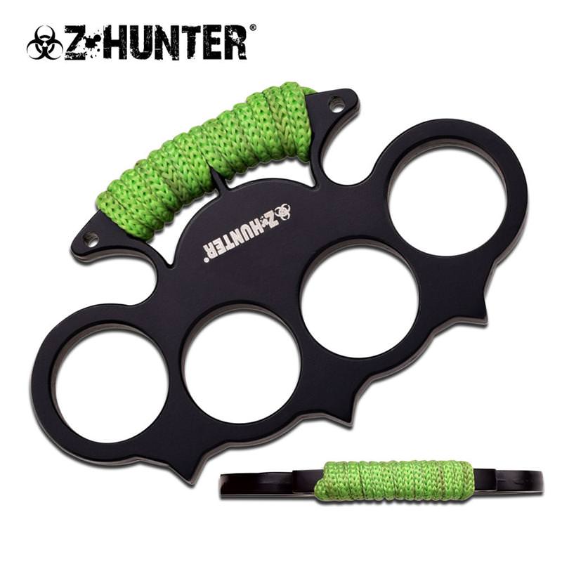 Zombie Hunter Spiked Green Cord Wrapped Padded Knuckles