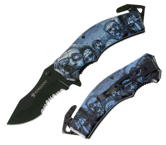 Rescue Spring Assist - 'Legal Auto Knife' - Walking Undead with Biohazard Grey