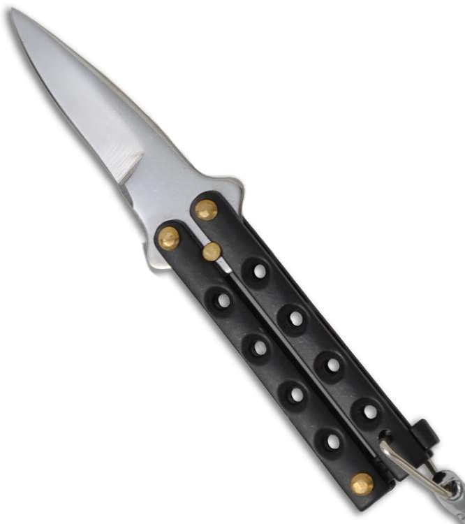 3.5" Key Chain Black Mini Butterfly Knife Set Of 12