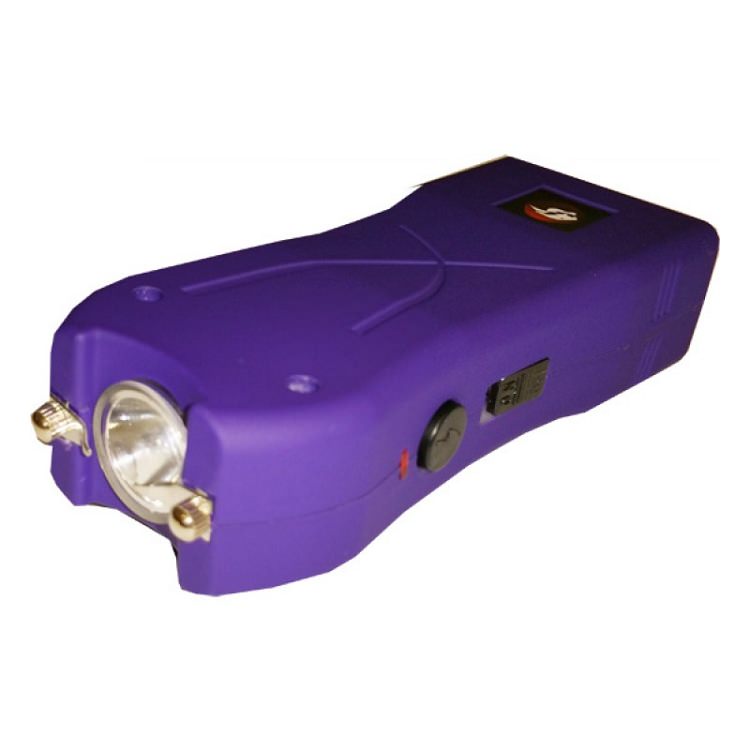 Purple Max Power Rechargeable Stun Gun Built in LED Light With Safety Pin