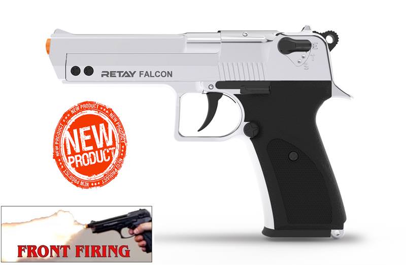 Retay 9MM Falcon Nickel Finish Full Auto Front Firing Model Blank Gun