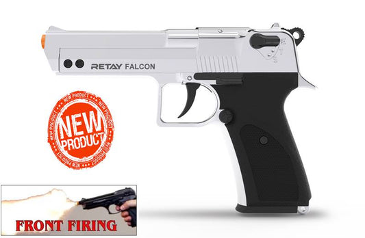 Retay 9MM Falcon Nickel Finish Full Auto Front Firing Model Blank Gun