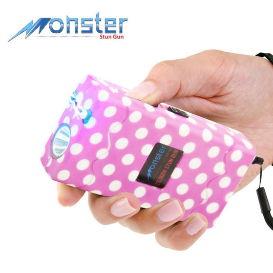 25 Million Volt Rechargeable Stun Gun W/ LED Light & Disable Pin Pink/White
