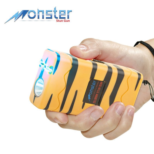 25 Million Volt Rechargeable Stun Gun W/ LED Light & Disable Pin Tiger Print