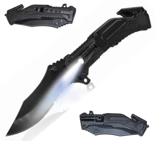 Rescue Folder Spring Assisted Opening Knife - LED Light