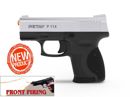 Retay 9MM Compact P114 Model Front Firing Blank Gun Nickel Finish