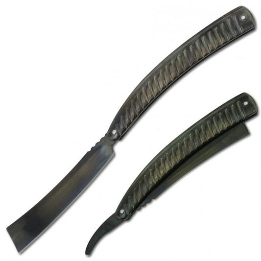 Black Straight Blade Barber Razor Folding Pocket Knife Shaving Cutlery