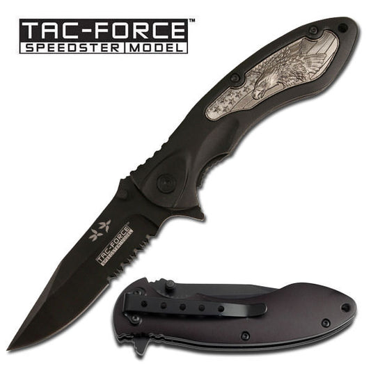 4.5 Inch Closed Eagle Medallion Handle Spring Assisted Opening Knife